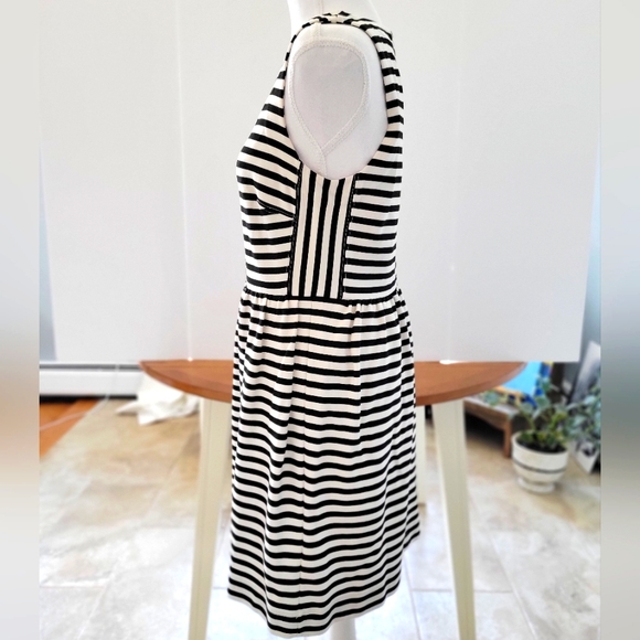 Madewell Black White Stripe Sleeveless A-Line Dress Size M - Picture 2 of 9